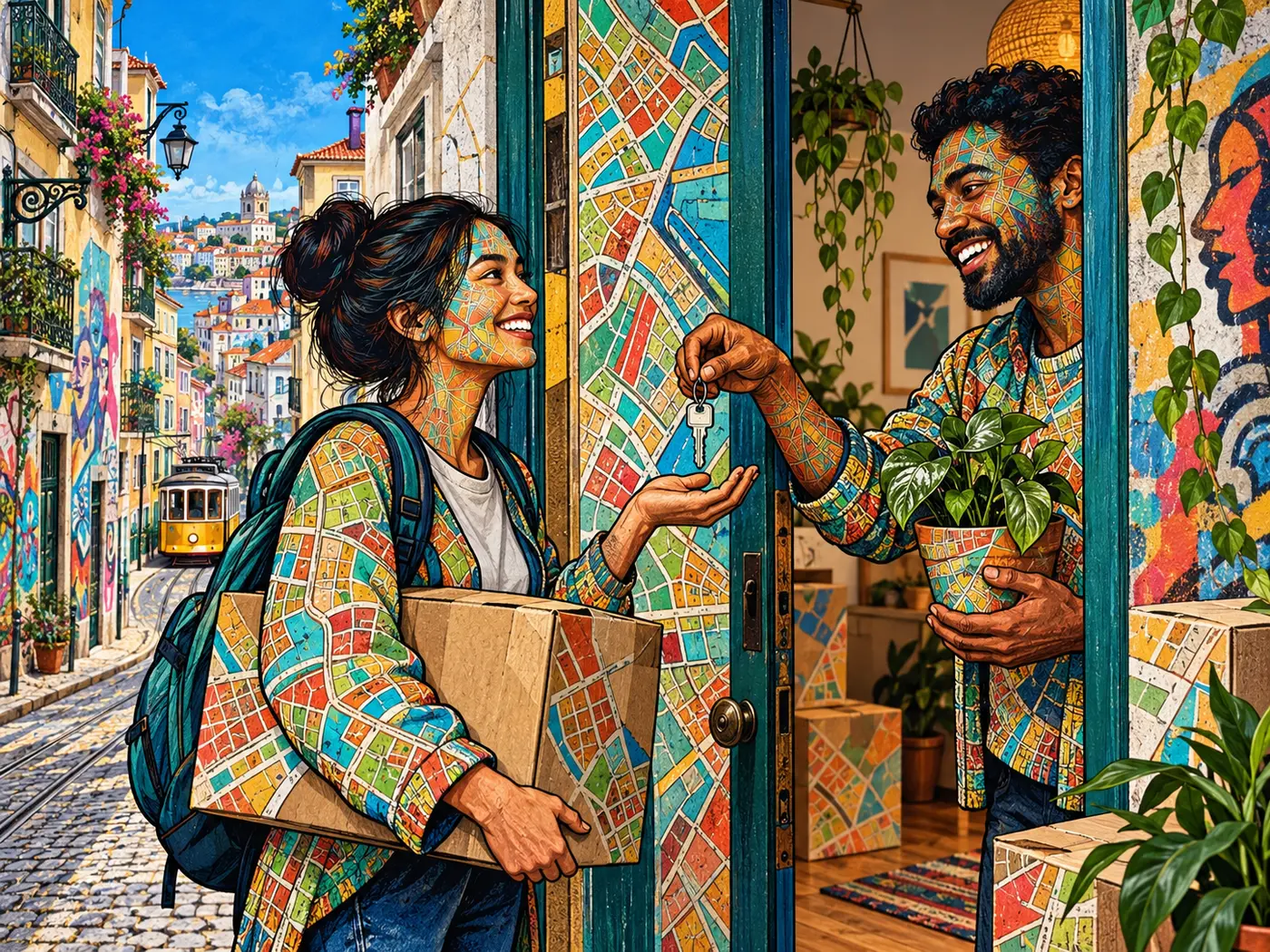 New resident receiving the keys to a home abroad