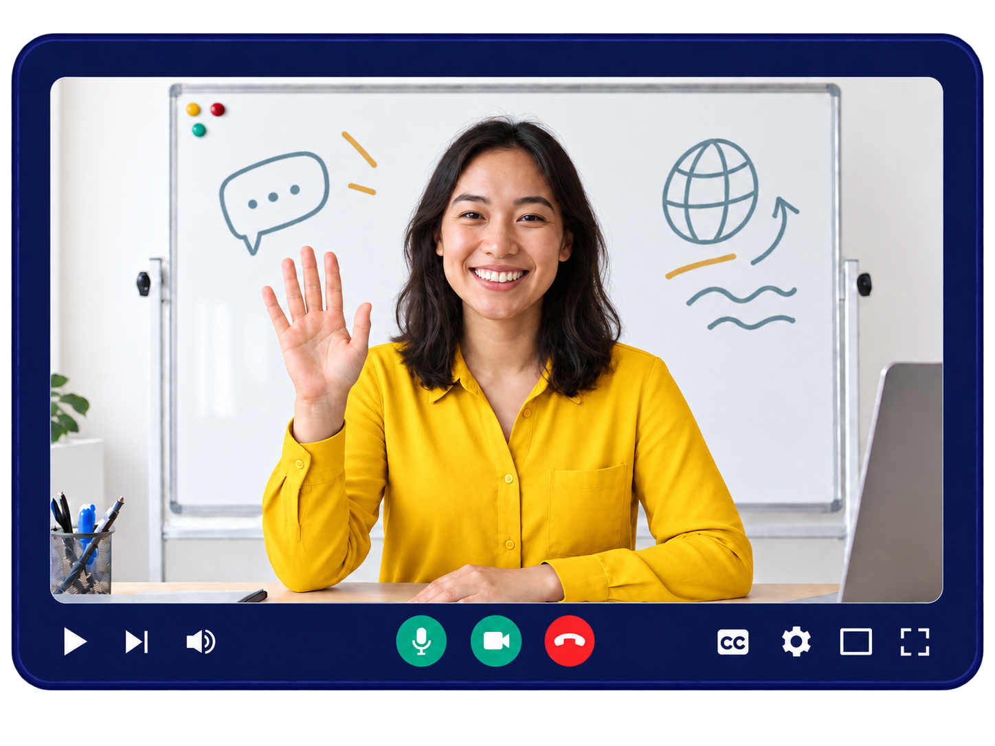 Expert mentor leading an online language session